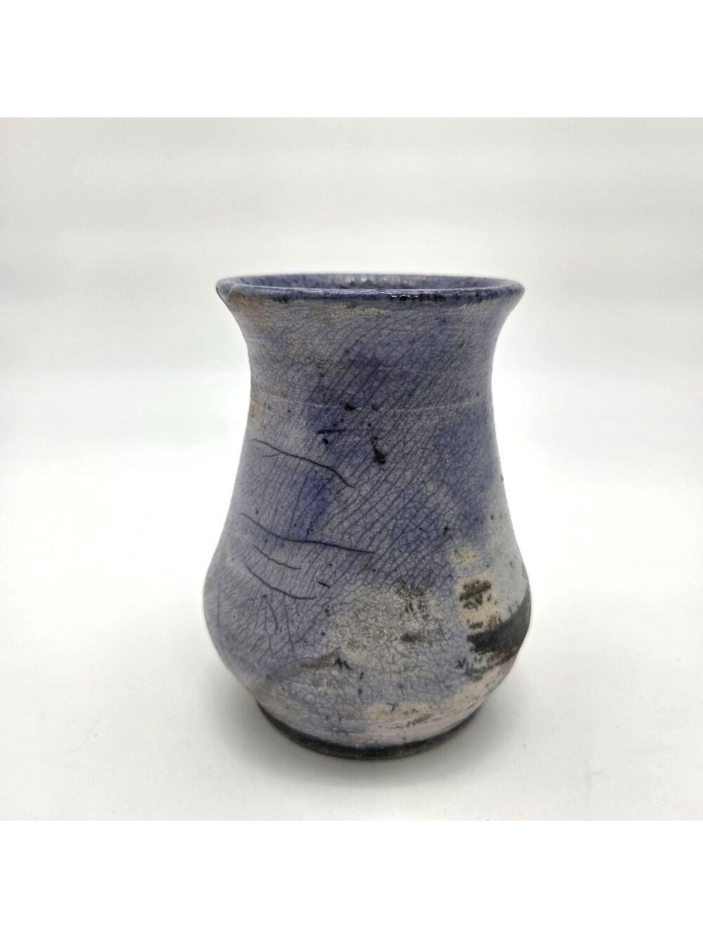 Vintage Blue Raku Pottery Vase Signed Sue